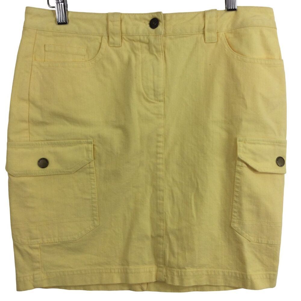 Brooks Brothers Womens Cotton A-Line Skirt with Cargo Pockets Yellow Size 6 NWT